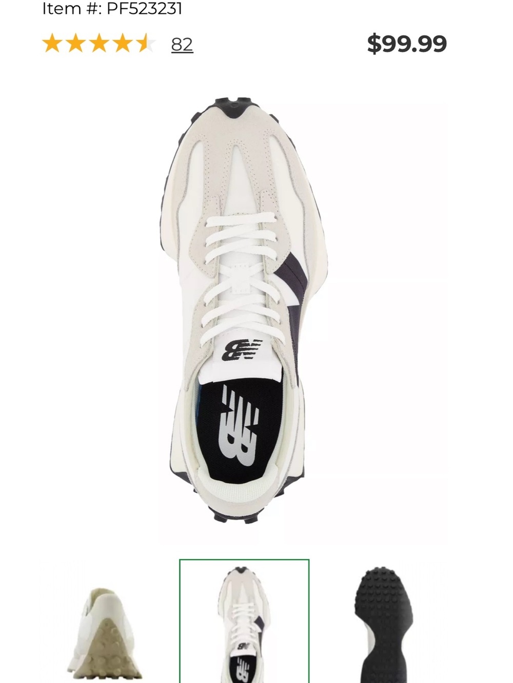 New Balance Women’s White and Beige Sneakers with Black Accent